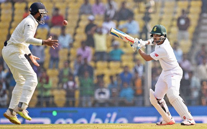 South African batsman JP Duminy plays a shot during the second day of the 3rd Test match against Indian in Nagpur on Thursday