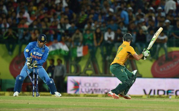 AB de Villiers is clean bowled by Ravichandran Ashwin during the first T20 International in Dharamsala