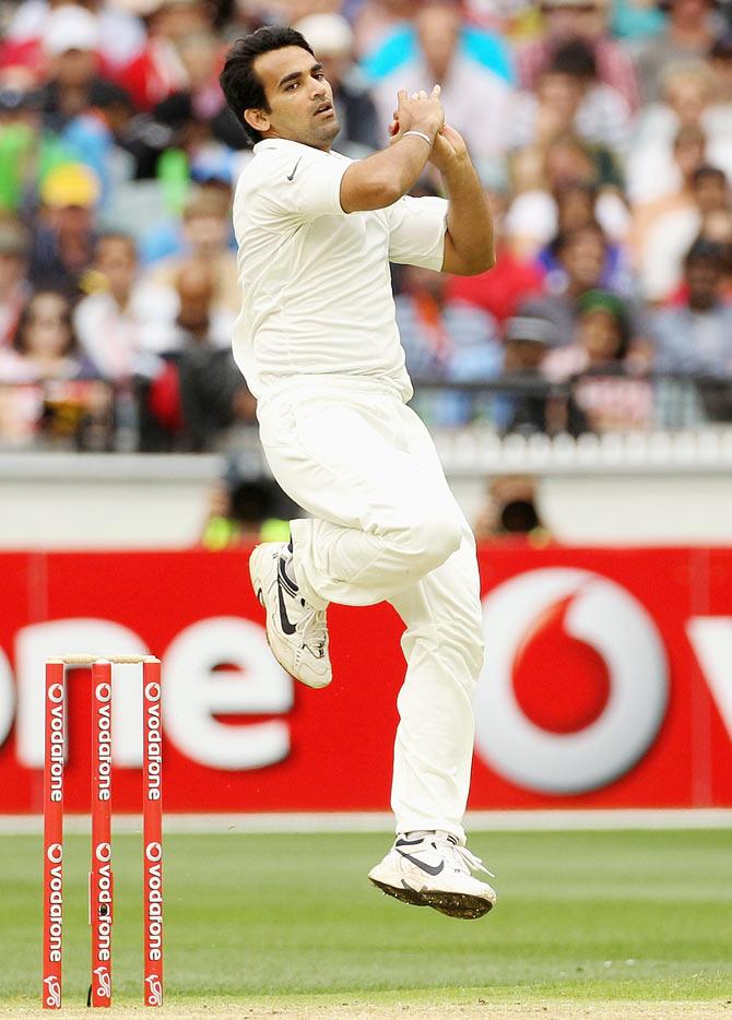 Zaheer Khan bowls