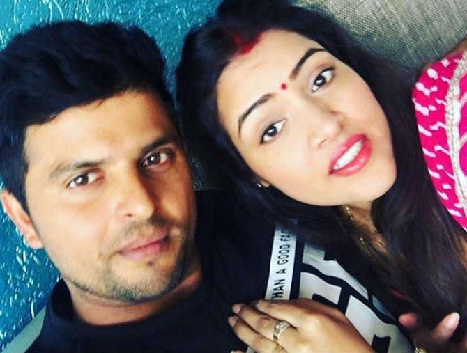 Suresh Raina with his wife Priyanka Chaudhary