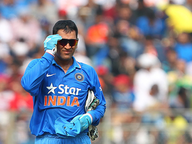 Indian captain MS Dhoni during the fifth ODI in Mumbai 