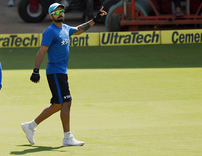 India's Test captain Virat Kohli during a training session 
