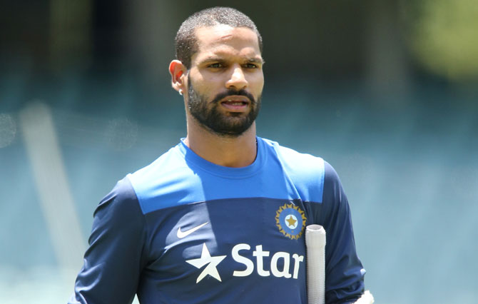 Shikhar Dhawan of India during a training session 