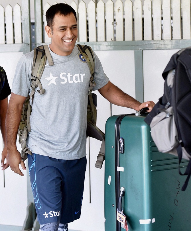 MS Dhoni in Bengaluru on Saturday