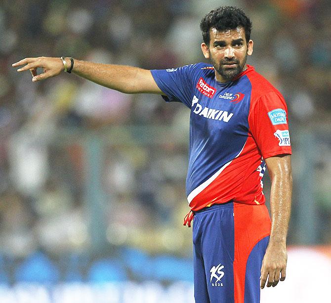 Delhi Daredevils captain, Zaheer Khan gestures during the Indian Premier League match against Kolkata Knight Riders at Eden Gardens on Sunday