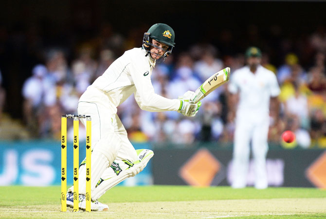 Australia's Peter Handscomb plays a shot en route his half-century