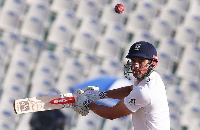 England captain Alastair Cook bats