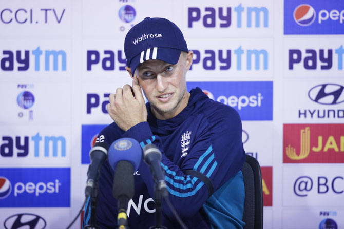 Joe Root speaks at the post-match press conference in Chennai on Friday