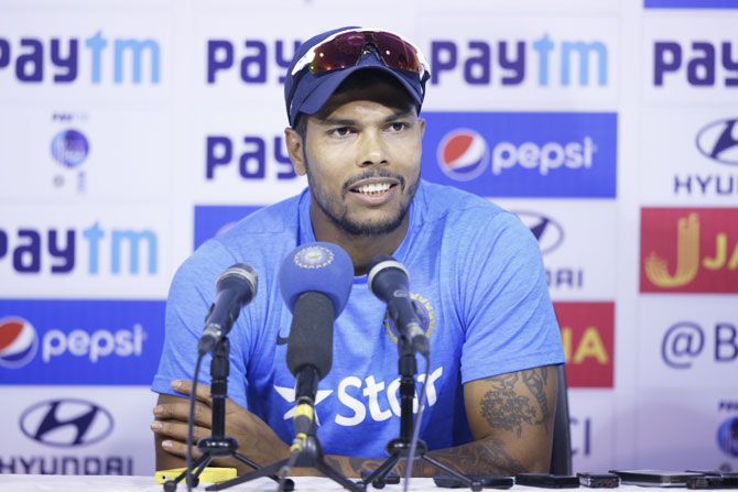 India pacer Umesh Yadav speaks at a press conference in Chennai on Saturday