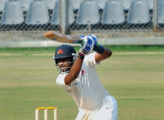 Mumbai's Shreyas Iyer plays a shot during a Ranji Trophy match 