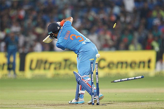 India's is bowled by Sri Lanka's Dasun Shanaka
