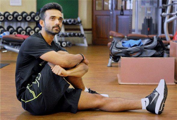 India's Ajinkya Rahane during a training session 