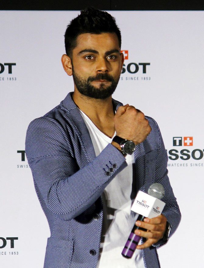 Virat Kohli unveiled as the Indian male brand ambassador for Swiss watch manufacturer Tissot. Photograph: Hitesh Harisinghani/Rediff.com