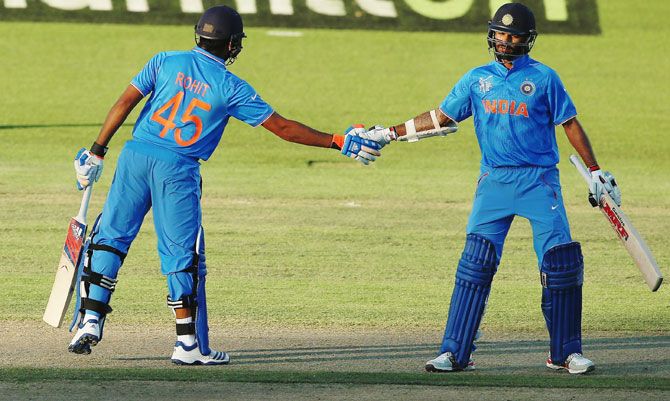 India's opening batsmen Rohit Sharma and Shikhar Dhawan