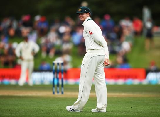 Steve Smith of Australia looks on 