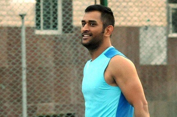 Mahendra Singh Dhoni during a practice session 