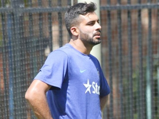 India's Barinder Sran during a training session 