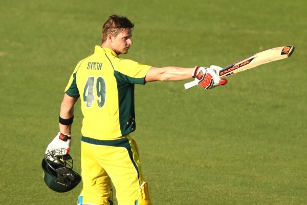 Steven Smith of Australia celebrates his century 