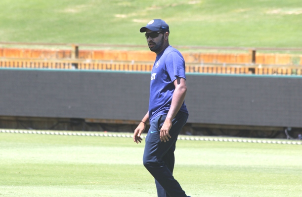 India's Rohit Sharma during a training session 