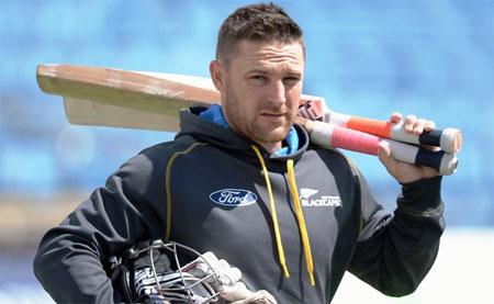 Former New Zealand captain Brendon McCullum during a nets session