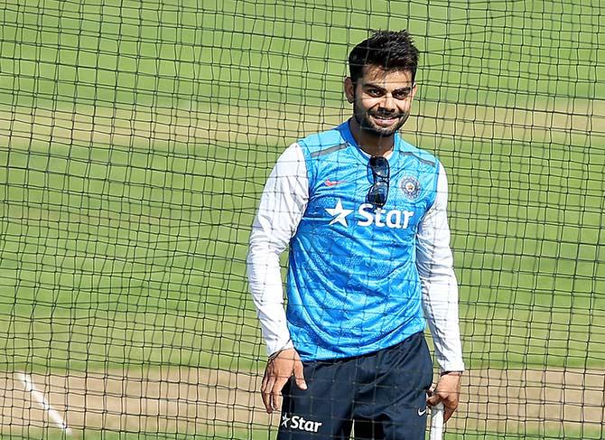 Virat Kohli during an India nets session 