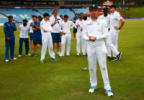 AB de Villiers of South Africa looks on after the series loss to England 