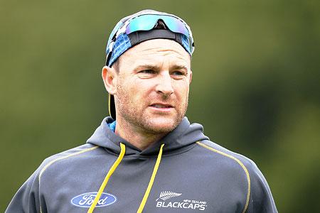 New Zealand's Brendon McCullum looks on