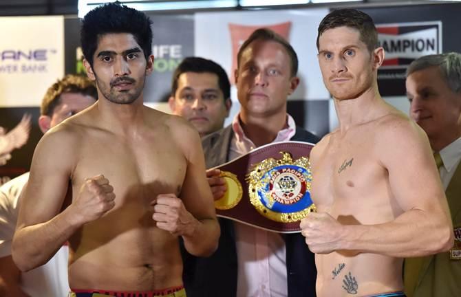 Vijender Singh, left, and Kerry Hope