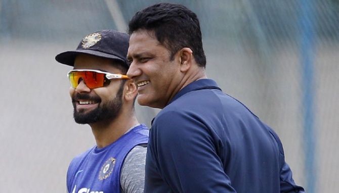 India's Test captain Virat Kohli with newly-appointed coach Anil Kumble