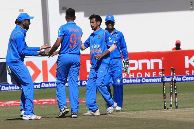 Yuzvendra Chahal picked his maiden wicket for India against Zimbawe in June 2016