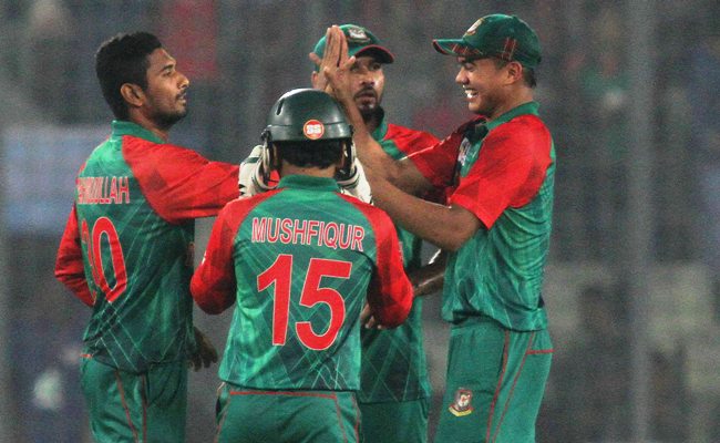 Bangladesh players celebrate a wicket during the Asia Cup  