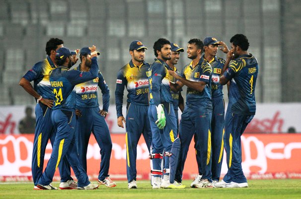 Sri Lankan players during their Asia Cup match against India 