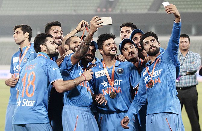 The Indian team clicks a selfie after winning the Asia Cup 2016 final on Sunday