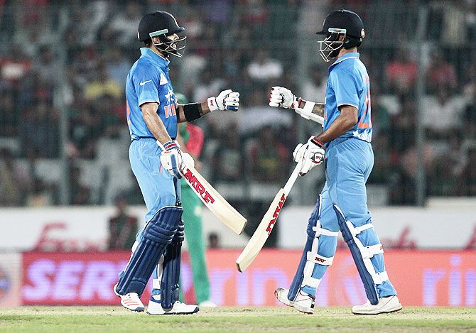 Team India's Virat Kohli and Shikhar Dhawan during the Asia Cup final on Sunday 