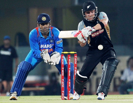 New Zealand's Brendon McCullum hits a shot during their second Twenty20 match against India in Chennai 