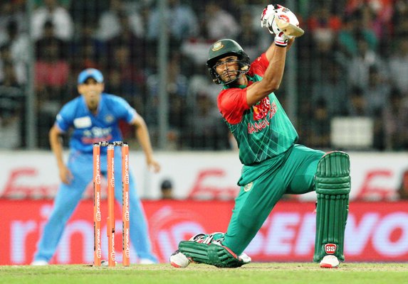 Bangladesh batsman plays a shot during the Asia Cup match against India 