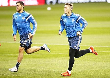 Germany's Bastian Schweinsteiger during training