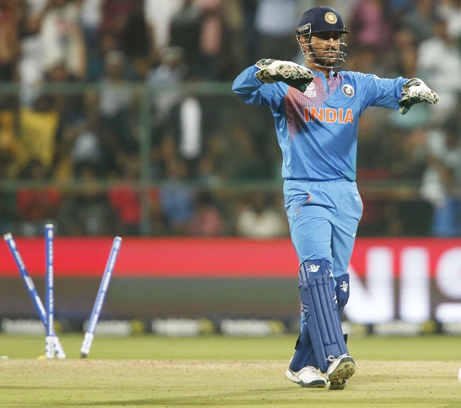 Another magic Dhoni dismissal! Photograph: Danish Siddiqui/Reuters