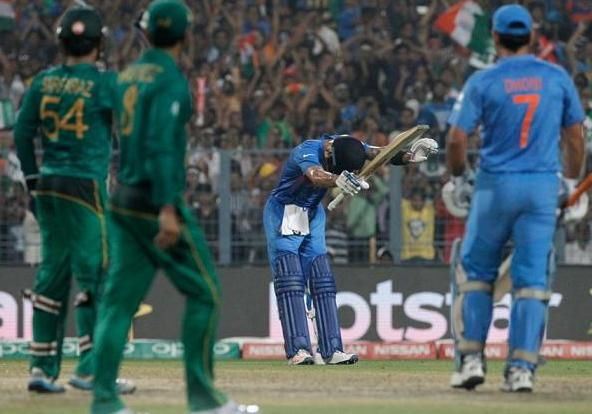 Virat Kohli dedicates his match-winning half-century against Pakistan in the World T20 to Sachin Tendulkar. Photograph: BCCI