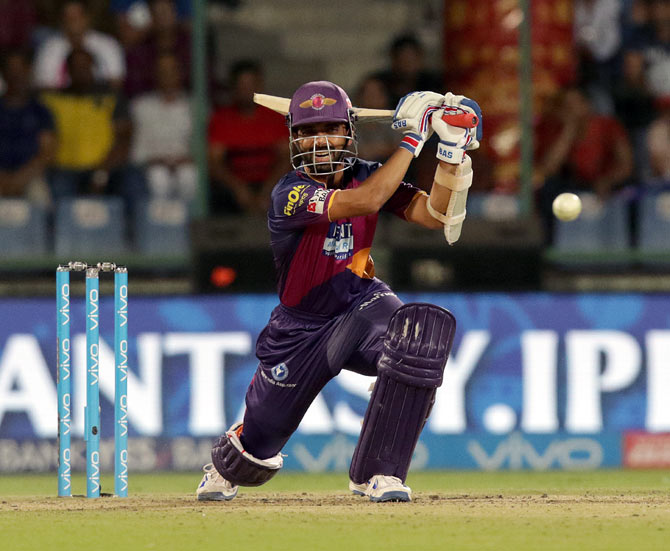 Ajinkya Rahane of the Rising Pune Supergiants bats