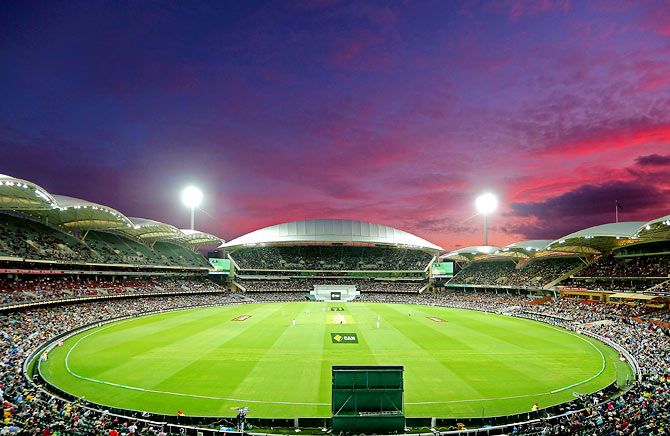  The first floodlit Test match between Australia and New Zealand at Adelaide Oval on November 27, 2015.