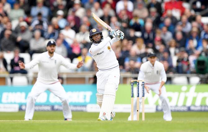 Sri Lanka batsman Kusal Mendis bats