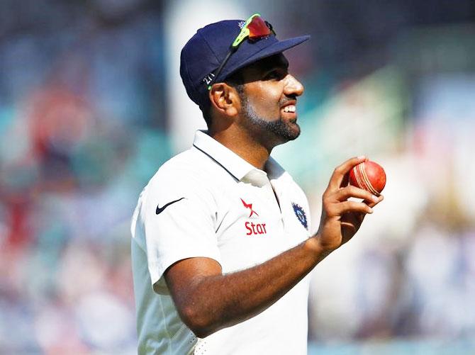 India's Ravichandran Ashwin gestures at the fans after his five-wicket haul on Day 3 of the 2nd Test in Visakhapatnam on Saturday