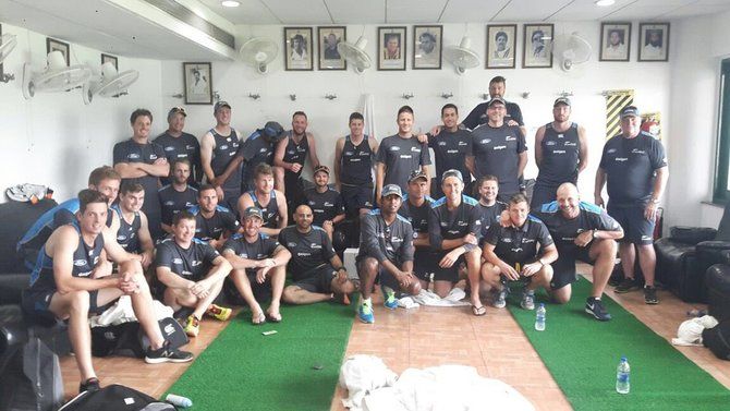 The New Zealand team after their warm-up tie against Mumbai in New Delhi