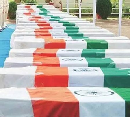 The coffins of the martyred jawans