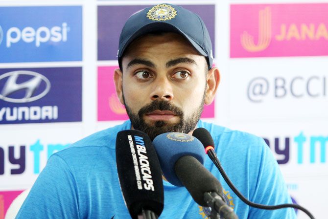 India captain Virat Kohli speaks at a press conference in Kanpur on Monday