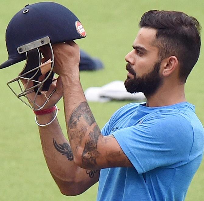 Virat Kohli at a training session