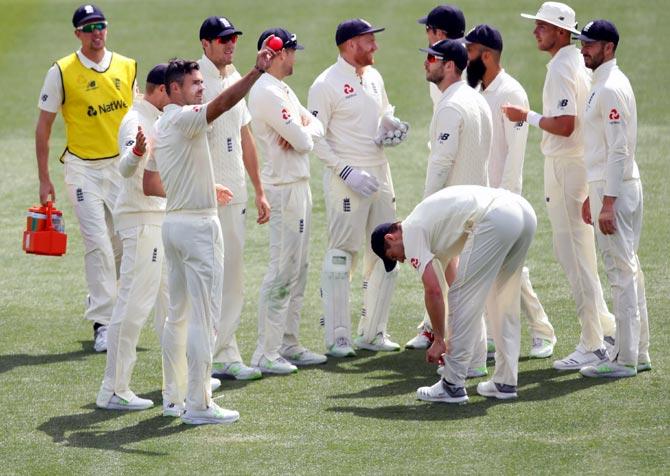 James Anderson celebrates taking five wickets