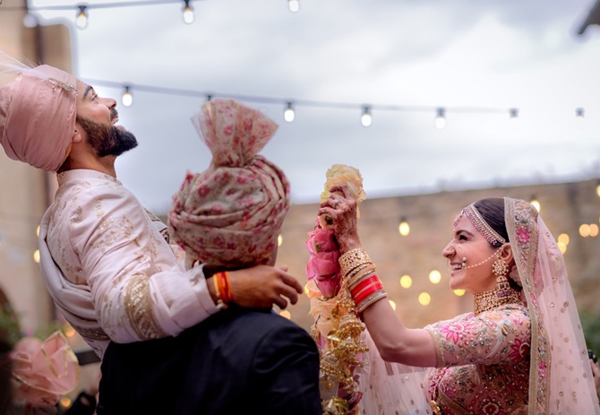 Virat Kohli with his wife Anushka Sharma during their wedding ceremony
