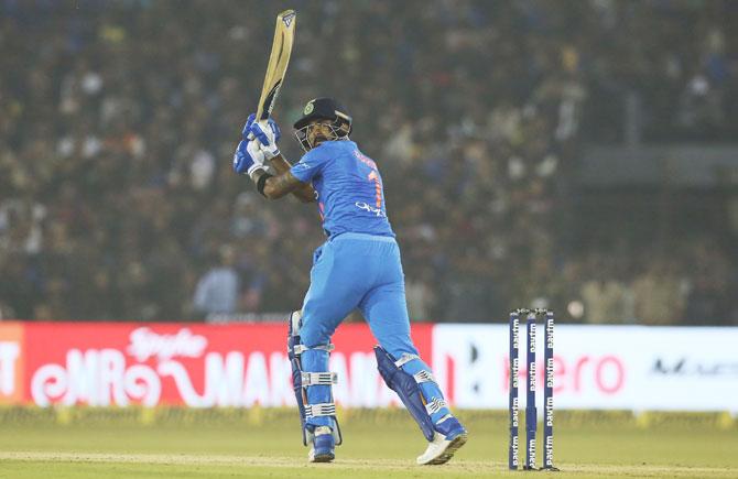 Lokesh Rahul bats during his innings of 61